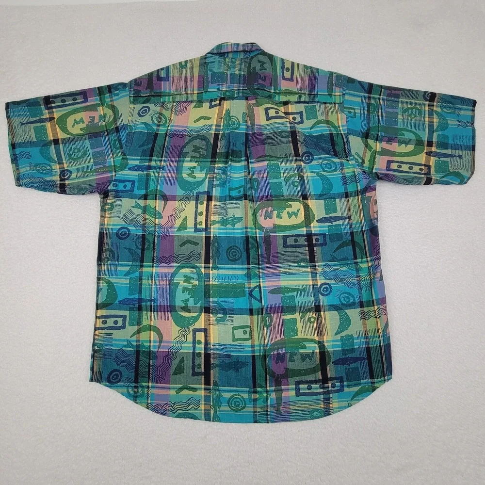 Vintage Native Habitat Planet Earth Hawaiian Shirt Mens‎ Large L Geometric L